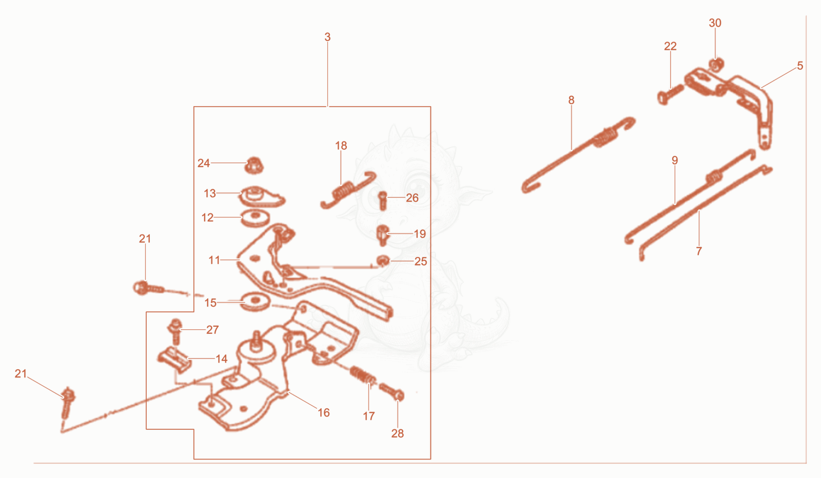 Exploded parts diagram of the Governor of a Wacker Neuson WPKMAT, with numbered balloons