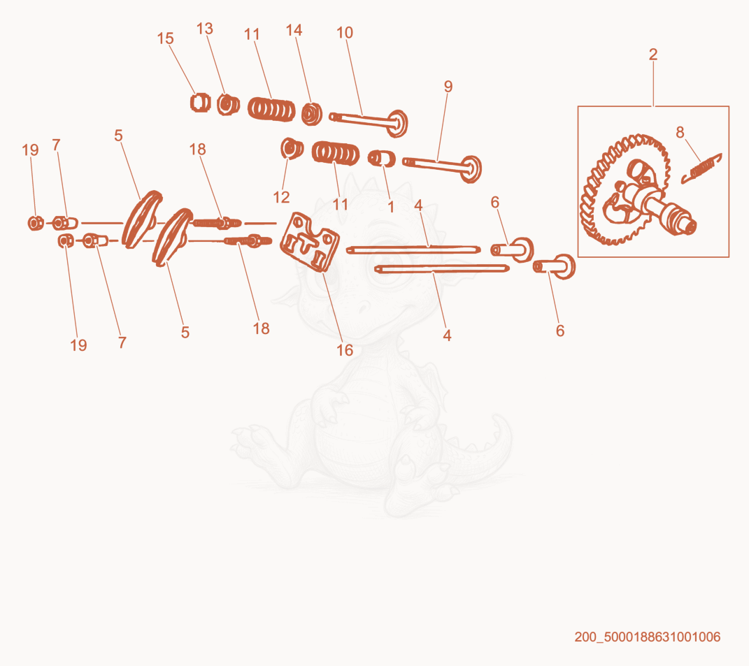 Exploded parts diagram of the Camshaft of a Wacker Neuson GP5600A, with numbered balloons
