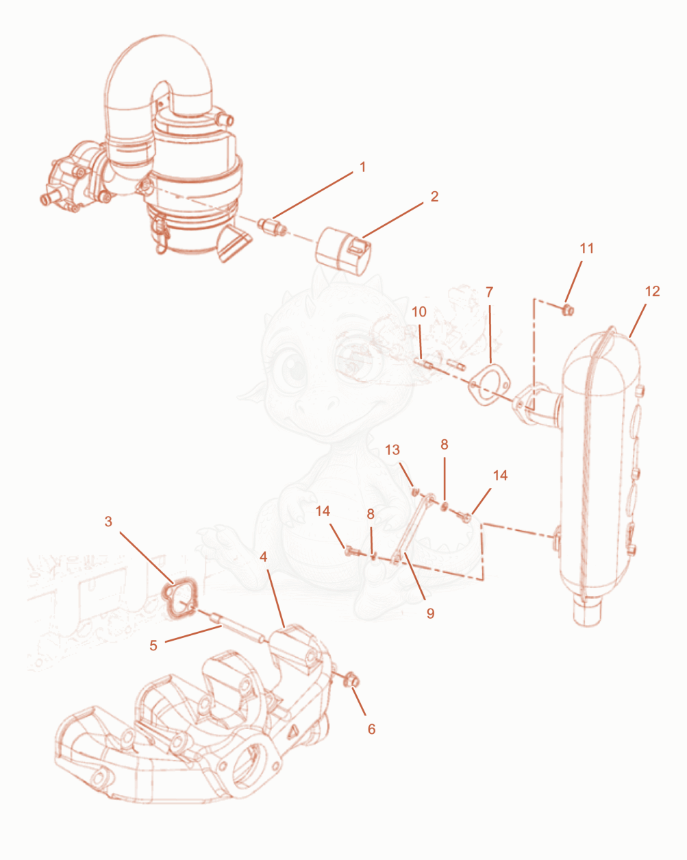 Exploded parts diagram of the INDICATOR AND MANIFOLD AND EXHAUST LINE of a Wacker Neuson PT6LT, with numbered balloons