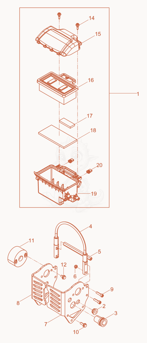 Exploded parts diagram of the Air Filter cpl. of a Wacker Neuson BS50-4AS11IN, with numbered balloons