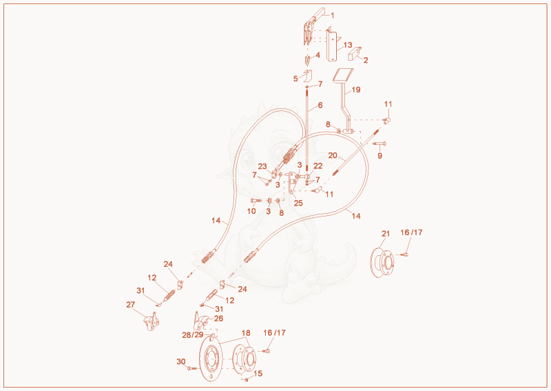 Exploded parts diagram of the BRAKE INSTALLTION of a Wacker Neuson LS750/1002, with numbered balloons