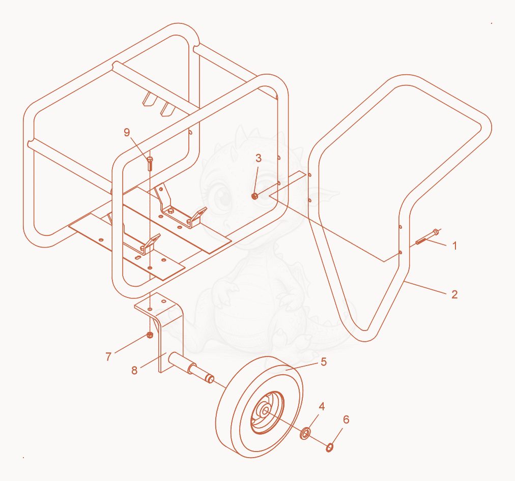 Exploded parts diagram of the Trolley of a Wacker Neuson FU4/200SW, with numbered balloons