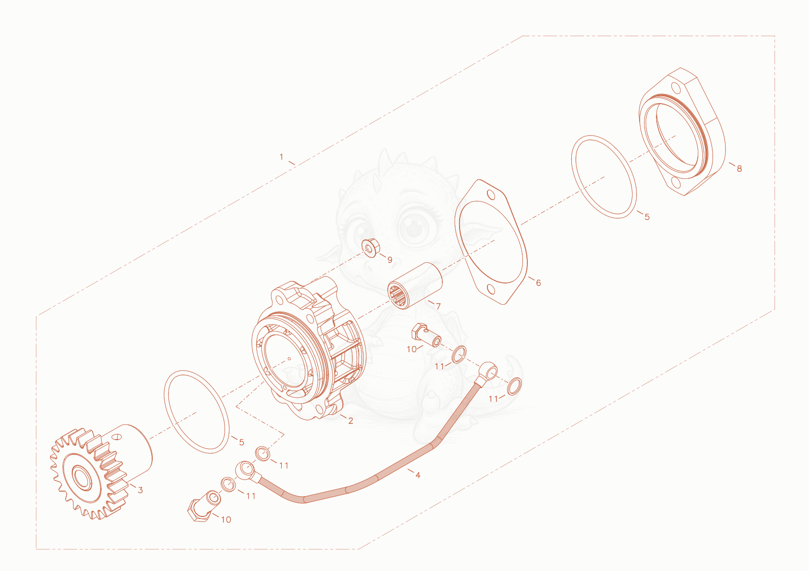 Exploded parts diagram of the HYDRAULIC PUMP DRIVE of a Wacker Neuson WL52, with numbered balloons