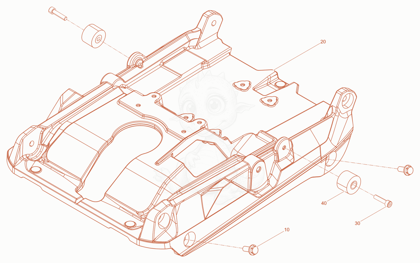 Exploded parts diagram of the Upper mass basis of a Wacker Neuson WPKMAT, with numbered balloons
