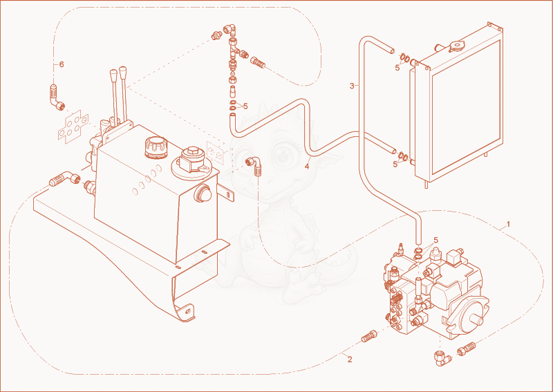 Exploded parts diagram of the OILCOOLER, SUCTION LINE INSTALLATION of a Wacker Neuson 1001, with numbered balloons