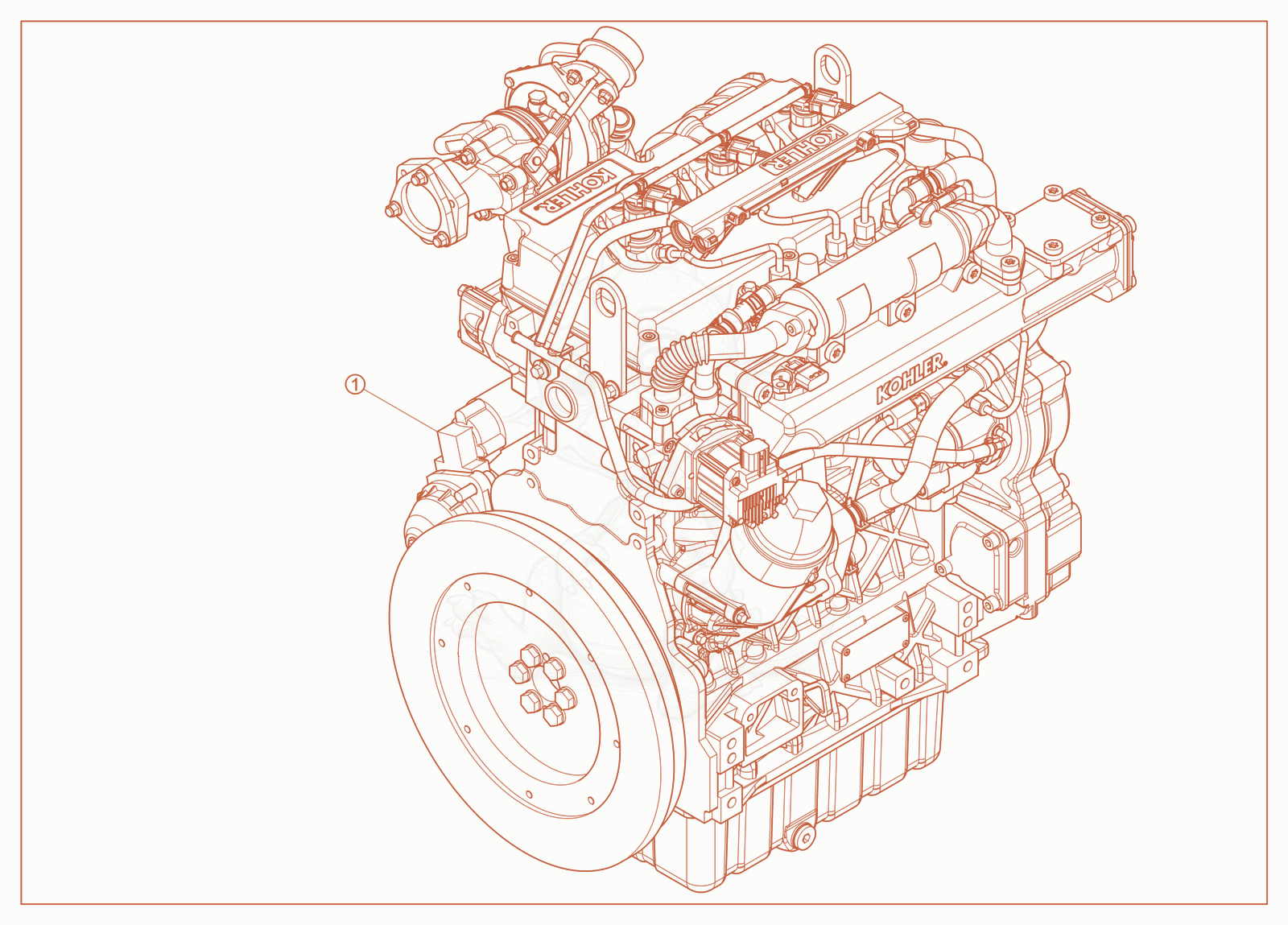Exploded parts diagram of the Kohler Engine of a Wacker Neuson G35, with numbered balloons