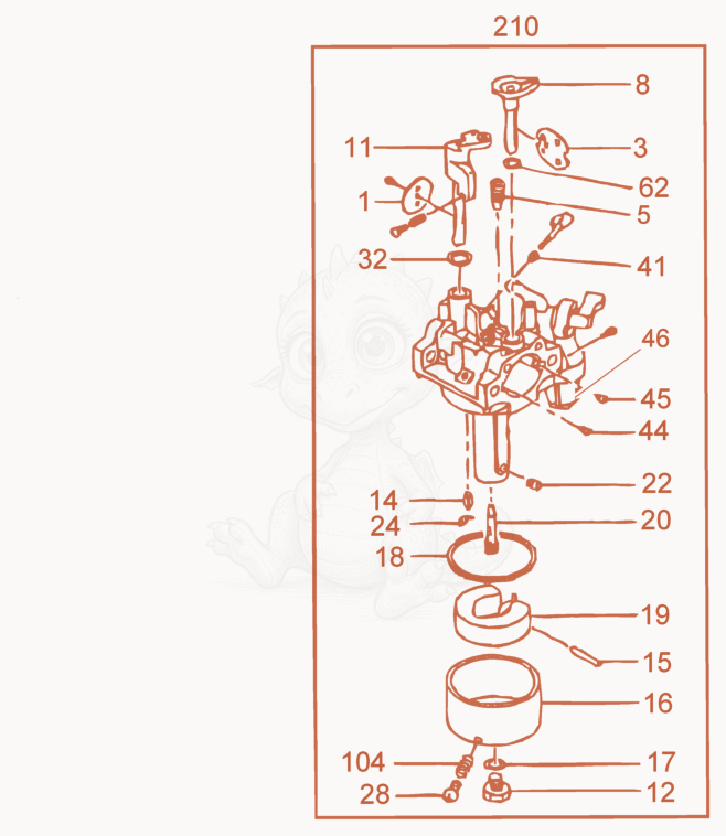 Exploded parts diagram of the Carburetor cpl. of a Wacker Neuson WP1550W, with numbered balloons