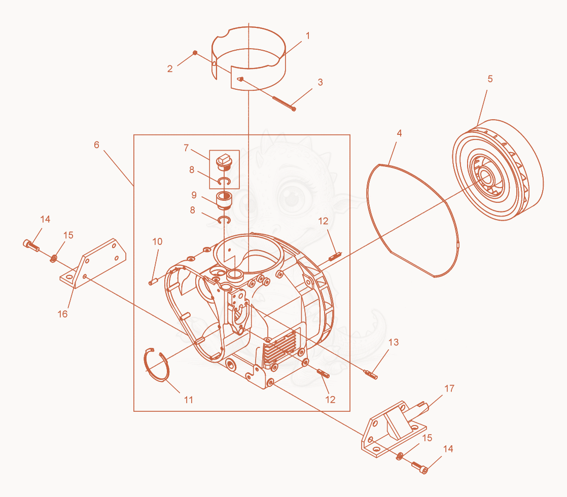 Exploded parts diagram of the Crankcase of a Wacker Neuson DPS3060, with numbered balloons
