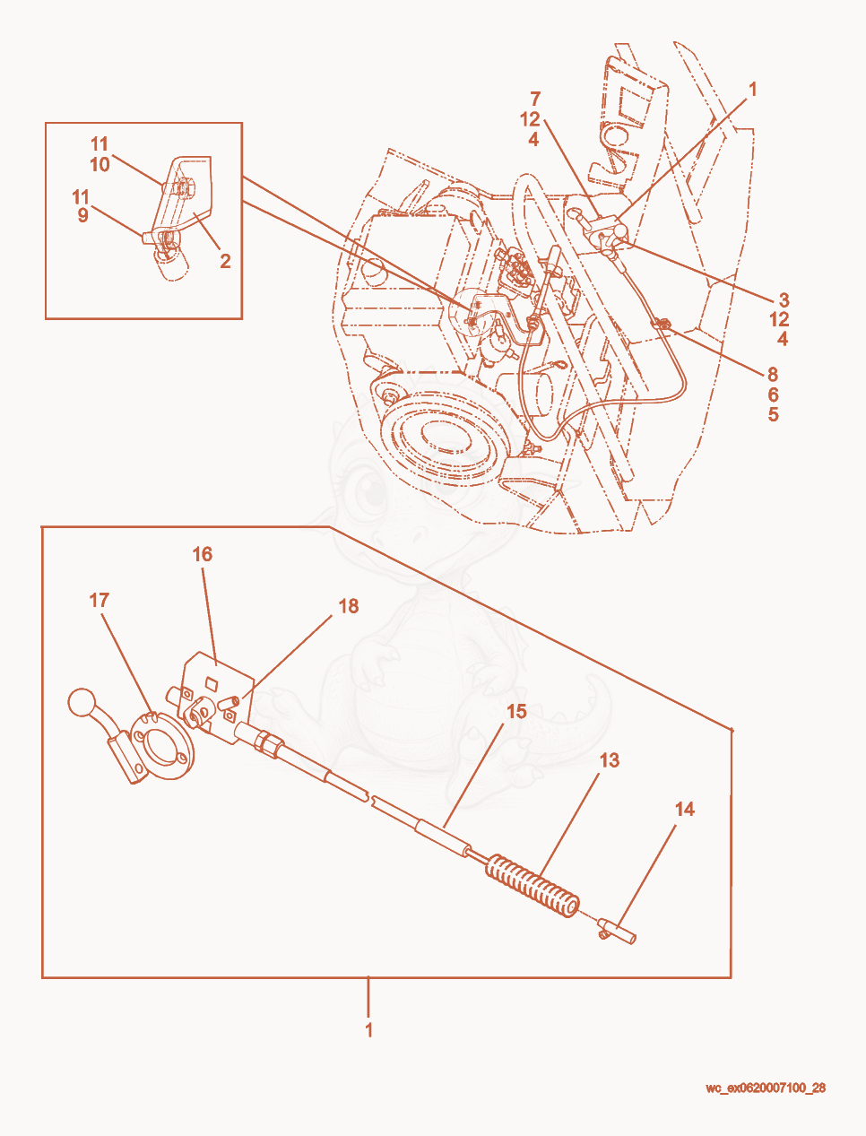 Exploded parts diagram of the Governor Control of a Wacker Neuson RD27-120, with numbered balloons