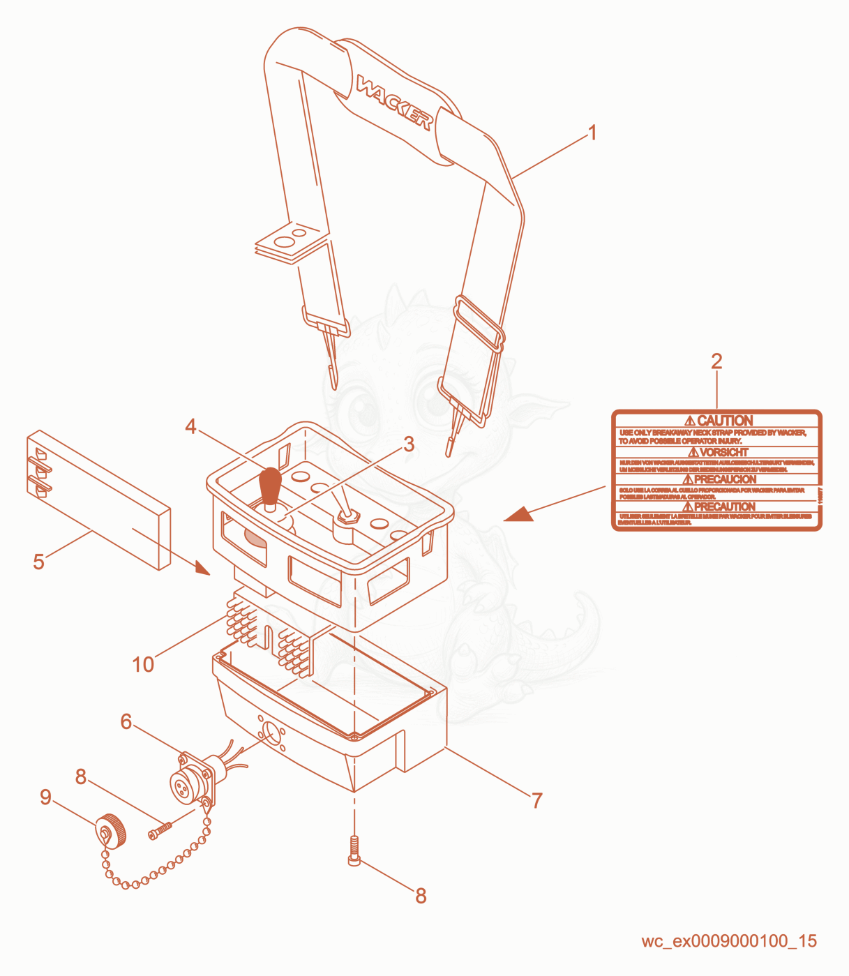 Exploded parts diagram of the Control Box of a Wacker Neuson RT560, with numbered balloons