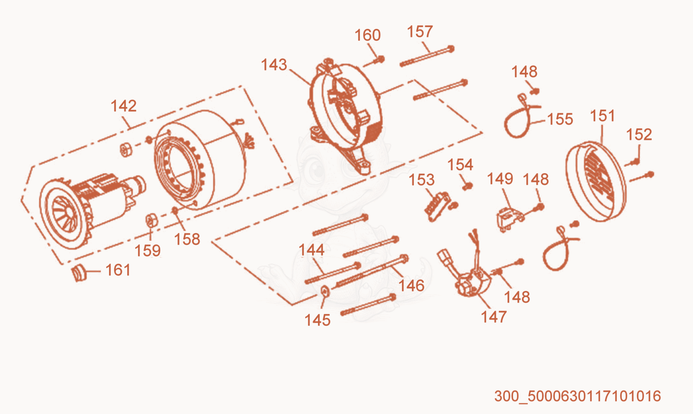 Despiece del Motor cpl. de una máquina Wacker Neuson ML440, con globos numerados