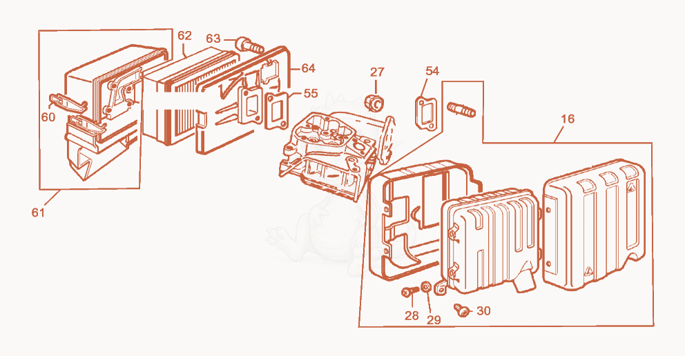 Exploded parts diagram of the Exhaust-Air Cleaner of a Wacker Neuson L5000/225ANSI, with numbered balloons