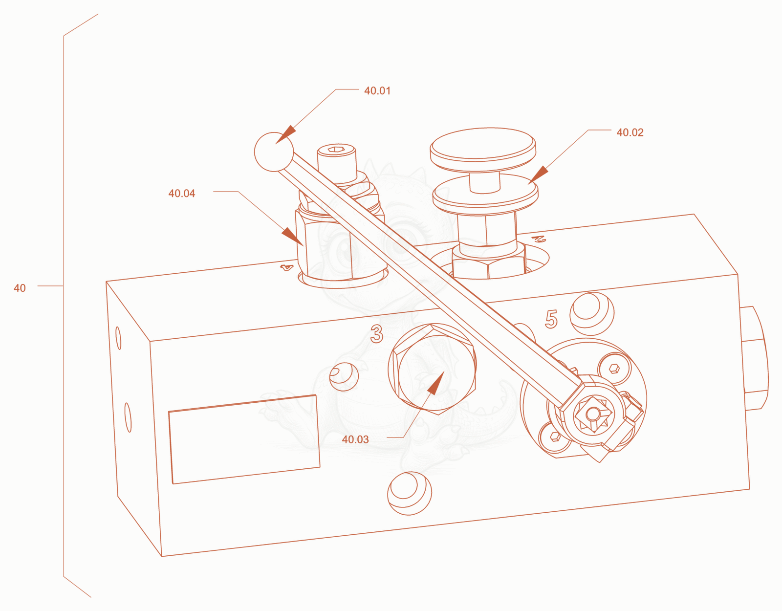 Exploded parts diagram of the hydraulic equipment cylinder spreader of a Wacker Neuson RD28-120DPF, with numbered balloons