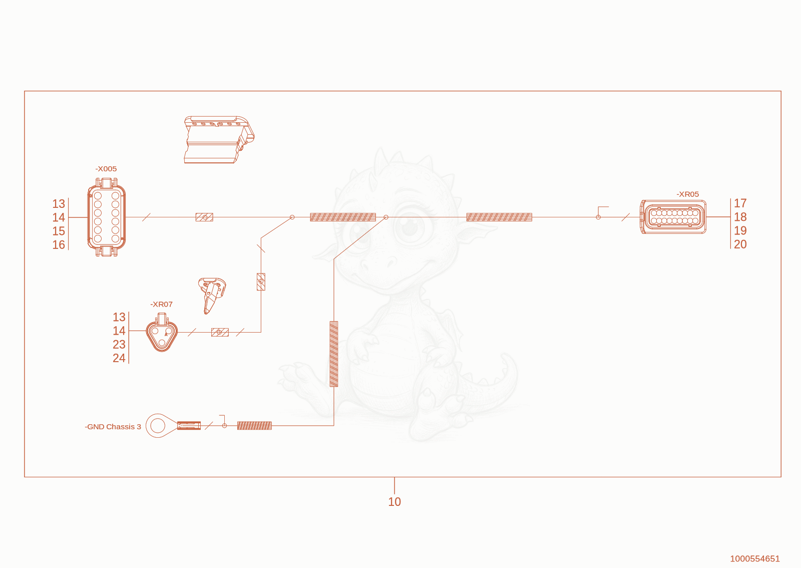 Exploded parts diagram of the wiring harness of a Wacker Neuson WL300E(A15-01), with numbered balloons