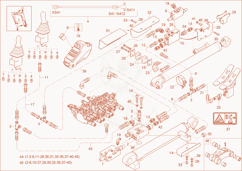 Exploded parts diagram of the STALLING LOAD - WARNING DEVICE F(OPTION) of a Wacker Neuson 2404, with numbered balloons