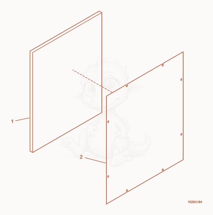Despiece del Front Panel de una máquina Wacker Neuson G85, con globos numerados