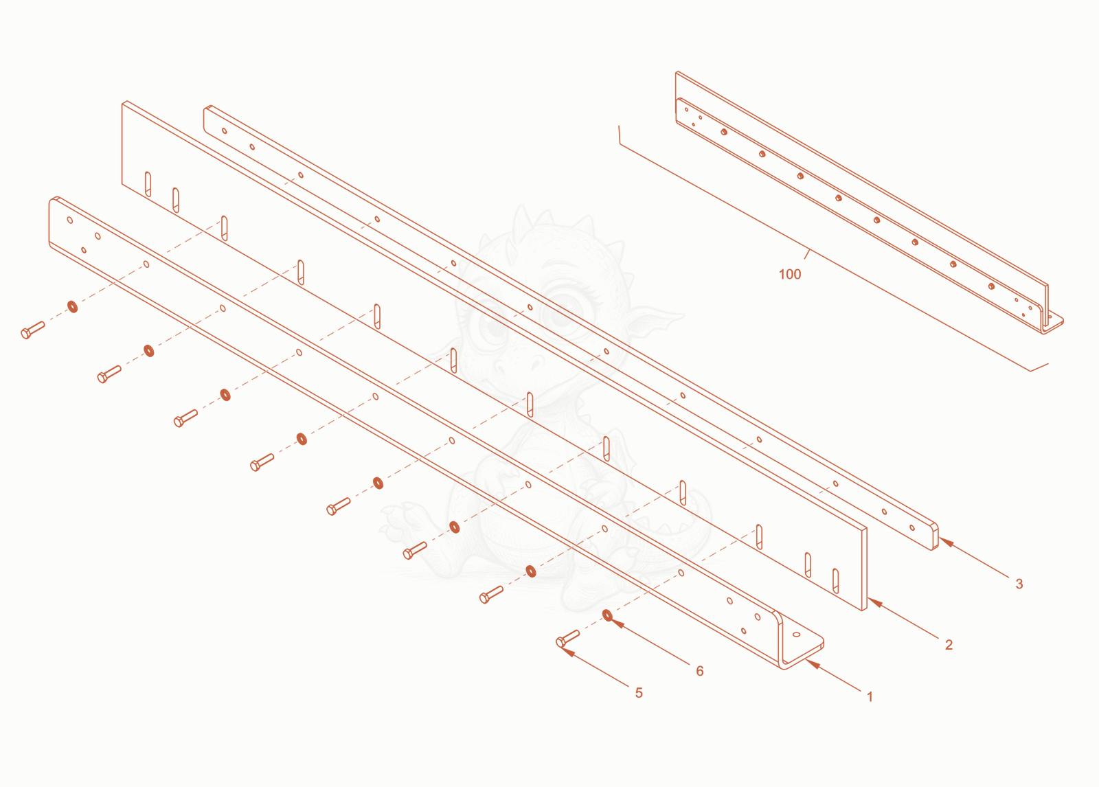 Exploded parts diagram of the scraper smooth roller drum of a Wacker Neuson RC110ROPS, with numbered balloons
