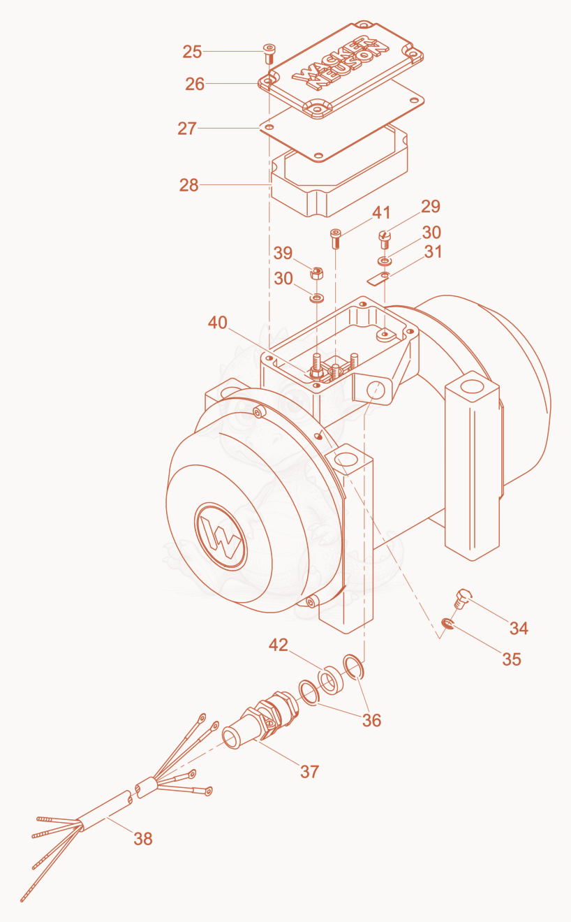 Exploded parts diagram of the External Vibrator cpl. of a Wacker Neuson AR54/4,5/250, with numbered balloons