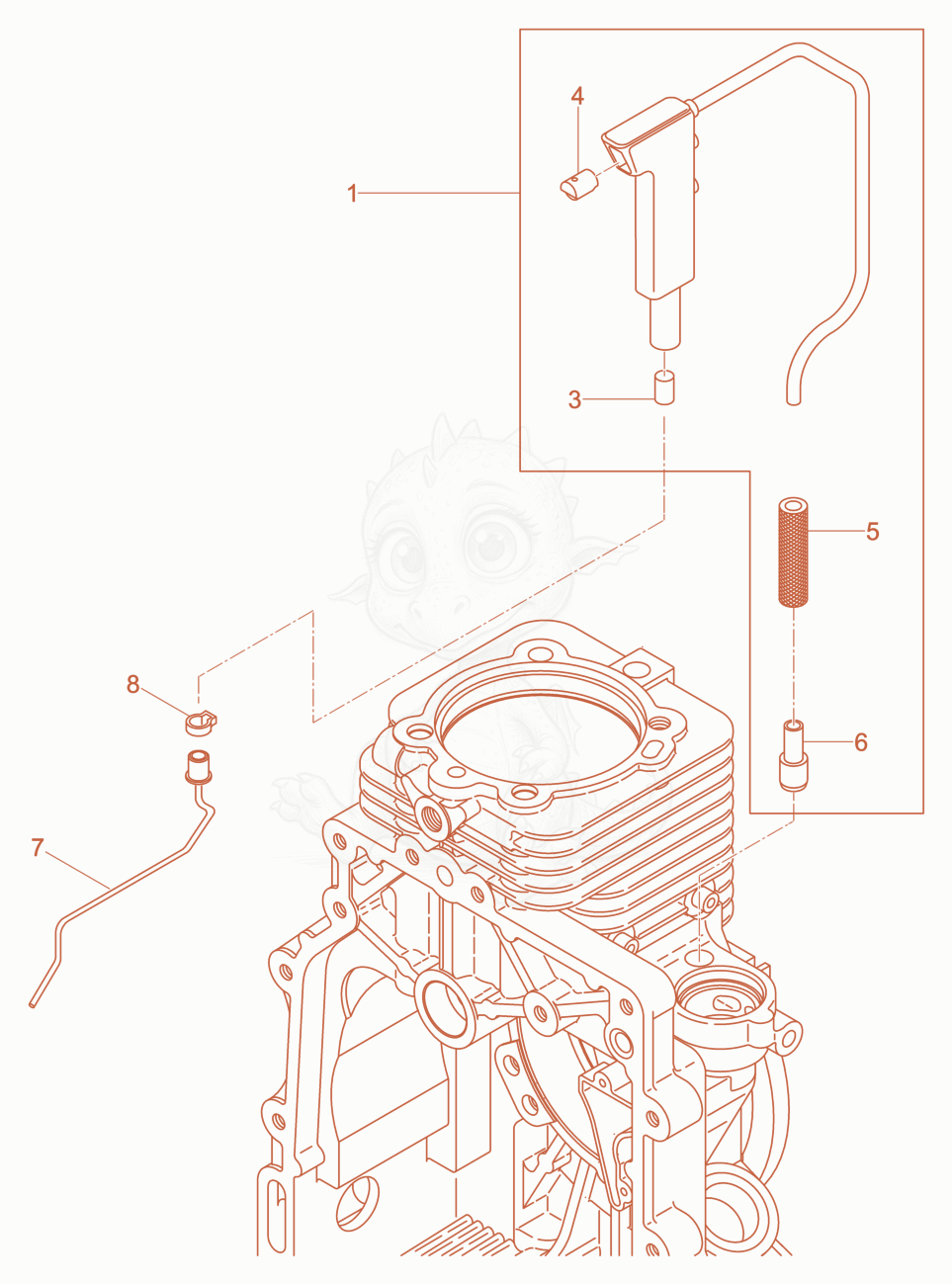 Exploded parts diagram of the Crankcase Breathing System of a Wacker Neuson DPU2550H, with numbered balloons