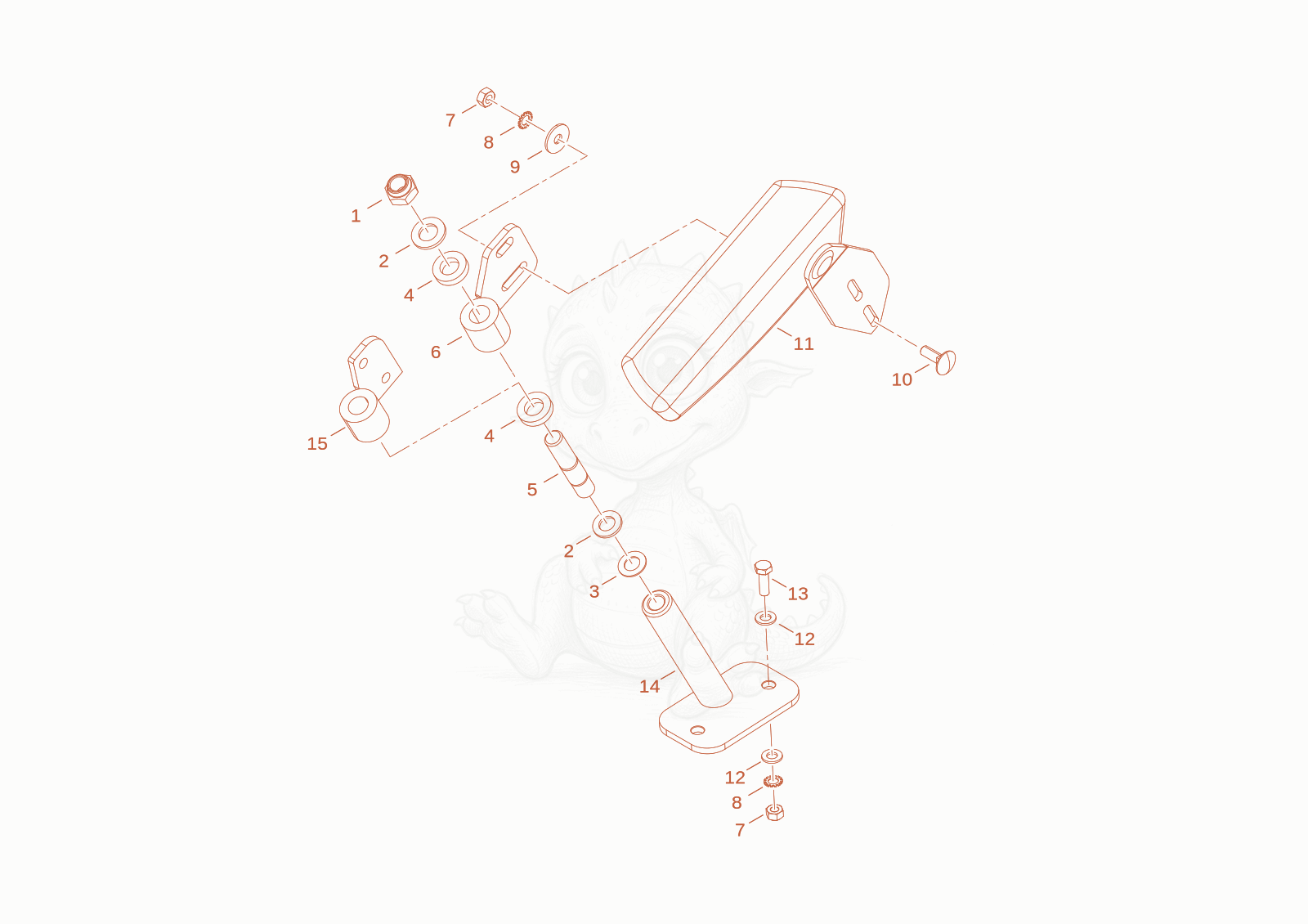 Exploded parts diagram of the arm rest of a Wacker Neuson WL28, with numbered balloons