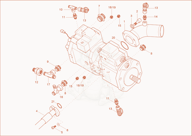 Exploded parts diagram of the HYDRAULIC PUMP 2 of a Wacker Neuson 12002RD, with numbered balloons