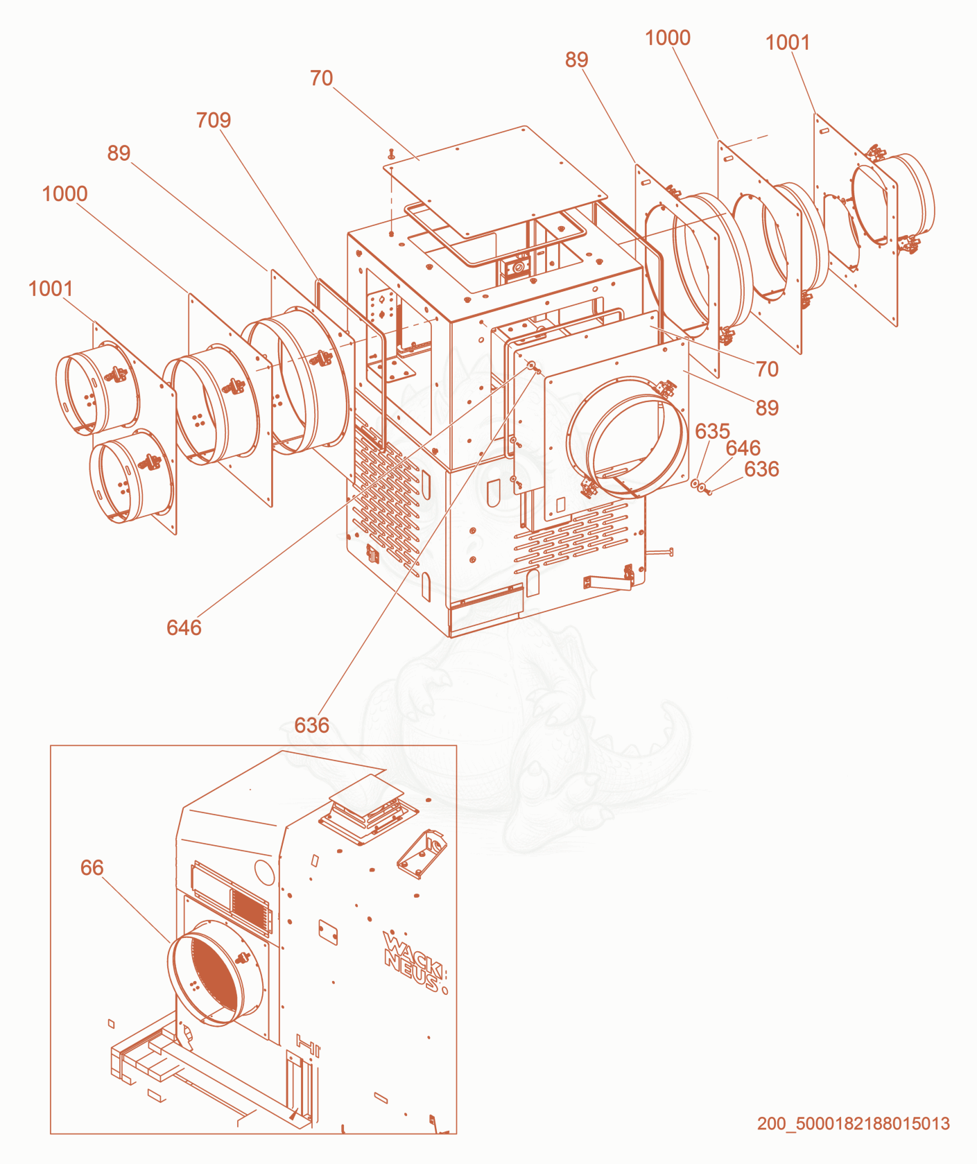 Exploded parts diagram of the Air Ducting of a Wacker Neuson HI900D, with numbered balloons