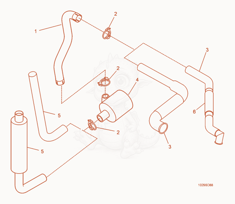 Despiece del Muffler cpl. de una máquina Wacker Neuson G50, con globos numerados