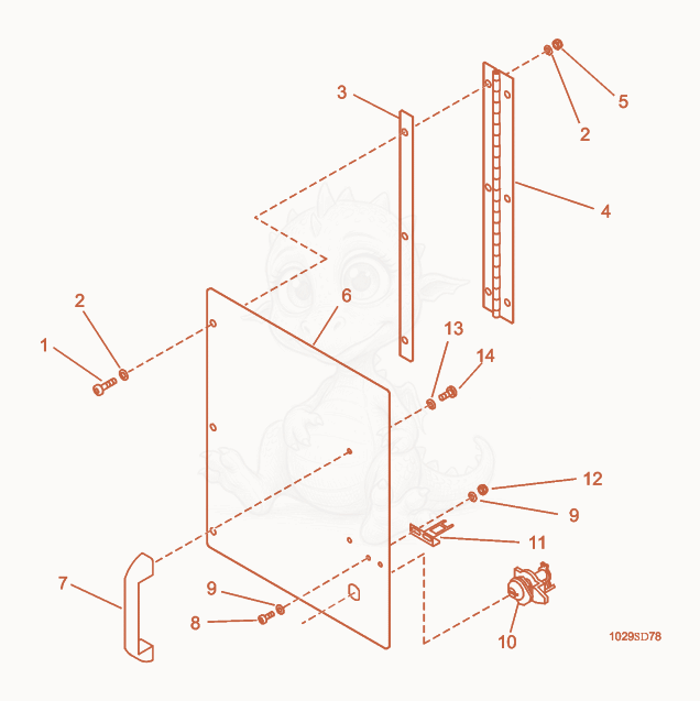 Despiece del Lug Door cpl. de una máquina Wacker Neuson G85, con globos numerados