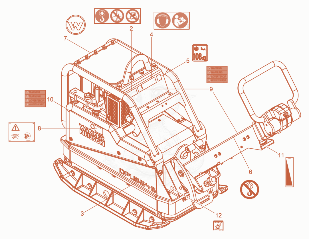 Exploded parts diagram of the Labels US of a Wacker Neuson DPU5545H, with numbered balloons