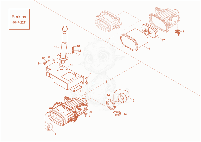 Exploded parts diagram of the air cleaner of a Wacker Neuson ET65, with numbered balloons