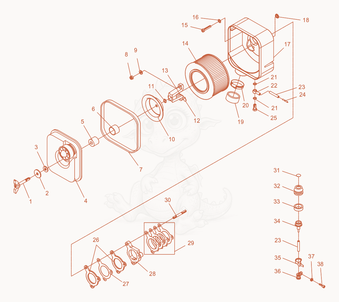 Exploded parts diagram of the Air Cleaner of a Wacker Neuson DPU6055, with numbered balloons
