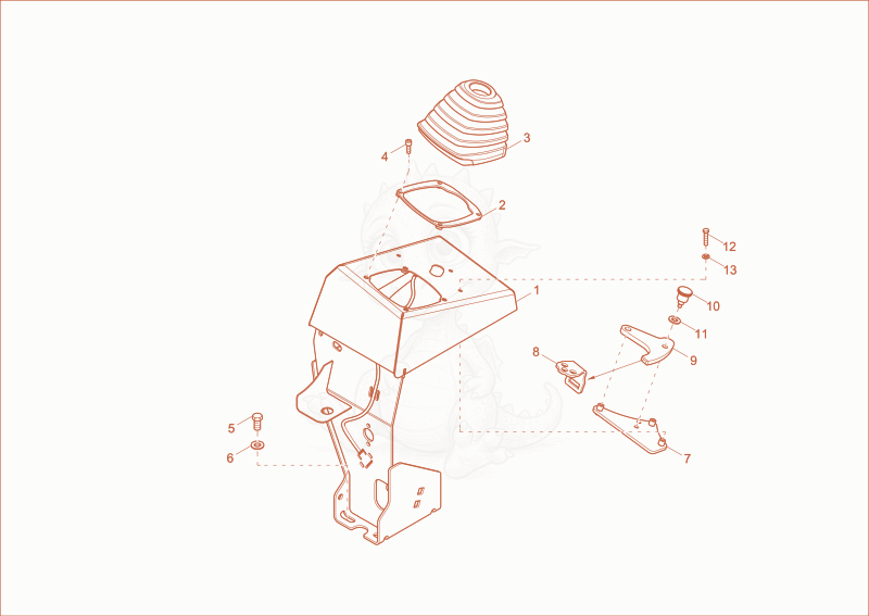 Exploded parts diagram of the control bracket of a Wacker Neuson DW40, with numbered balloons