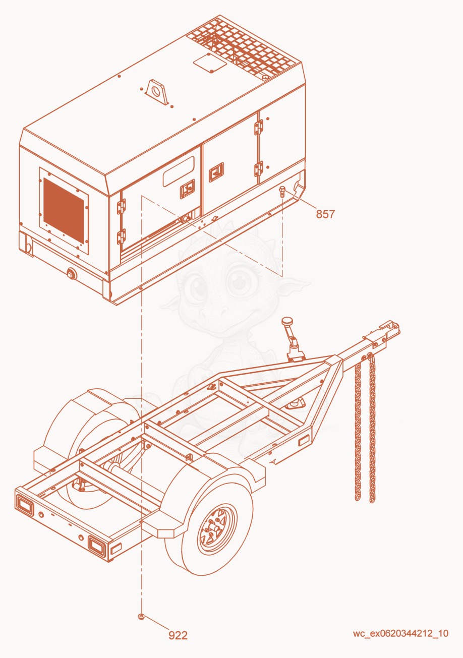 Exploded parts diagram of the Upper Enclosure of a Wacker Neuson G25, with numbered balloons