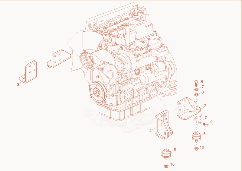 Exploded parts diagram of the Engine bedding of a Wacker Neuson 2001, with numbered balloons