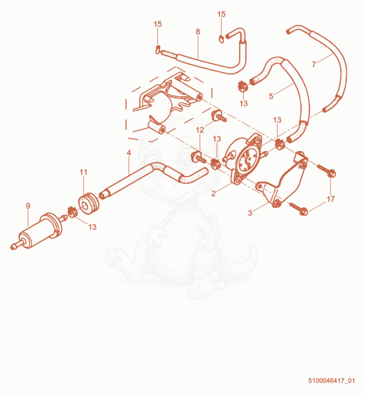 Exploded parts diagram of the Fuel Pump cpl. of a Wacker Neuson GPS9700A, with numbered balloons