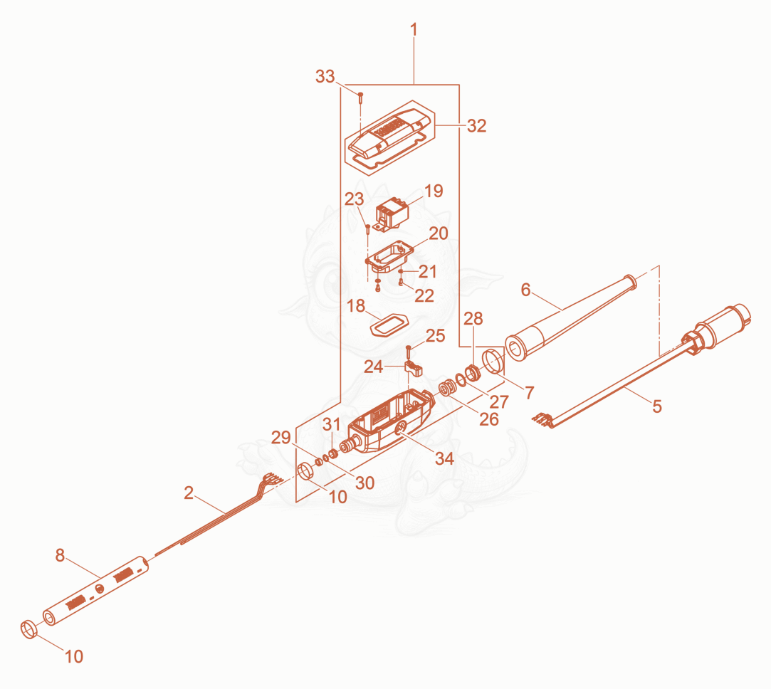 Exploded parts diagram of the Hose connection cpl. of a Wacker Neuson IREN308M, with numbered balloons