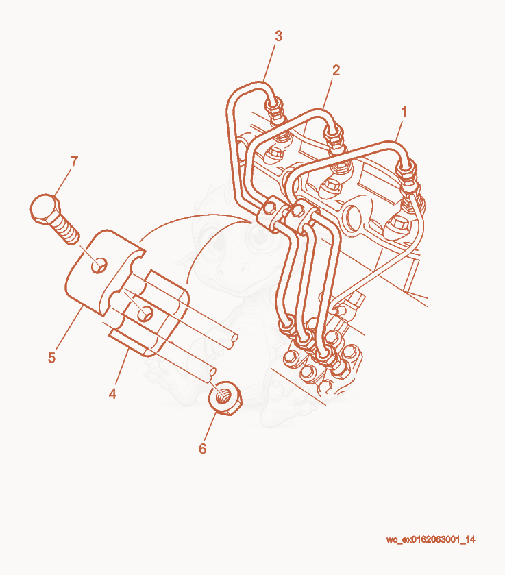 Exploded parts diagram of the Fuel Pipes of a Wacker Neuson RD27-120, with numbered balloons