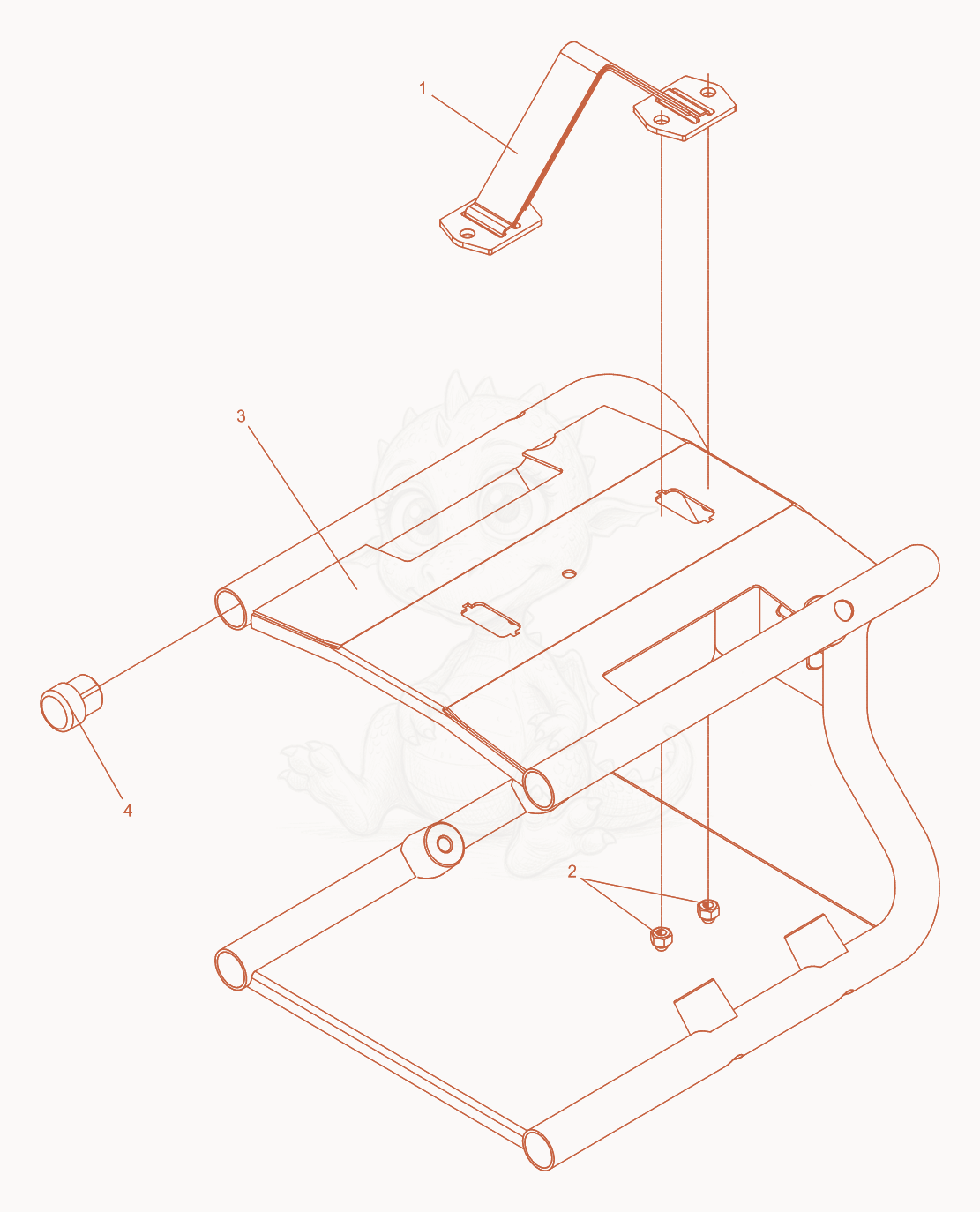Exploded parts diagram of the Tubular frame of a Wacker Neuson FUE1/120/200W, with numbered balloons