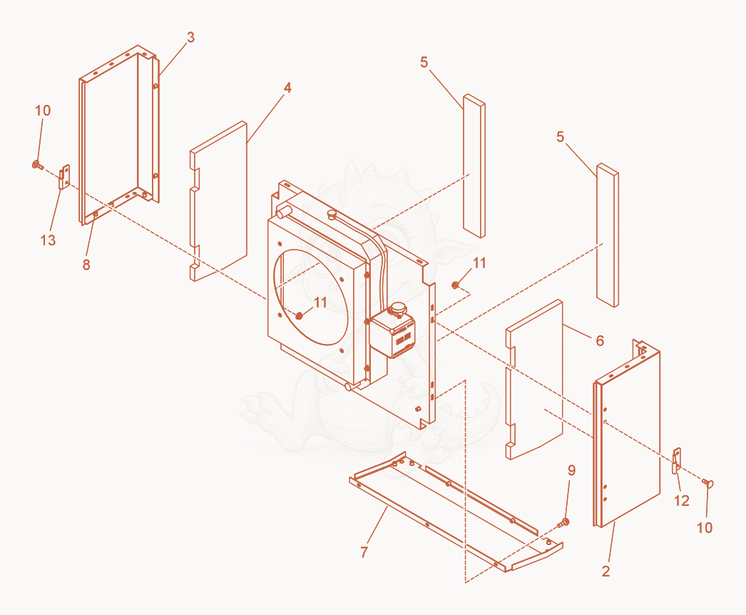 Exploded parts diagram of the Radiator Section cpl. of a Wacker Neuson G12, with numbered balloons