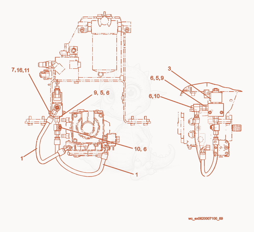 Exploded parts diagram of the Engine Compartment of a Wacker Neuson RD27-120, with numbered balloons