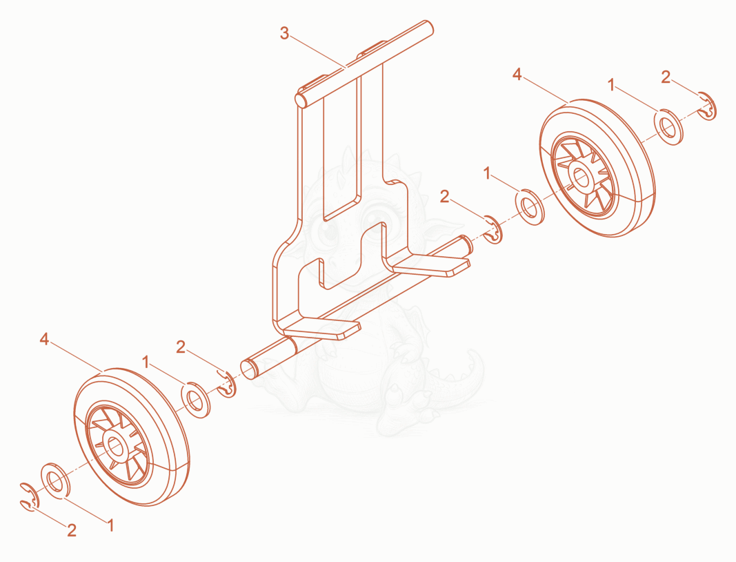 Despiece del Trolley de una máquina Wacker Neuson DPS3060HV, con globos numerados
