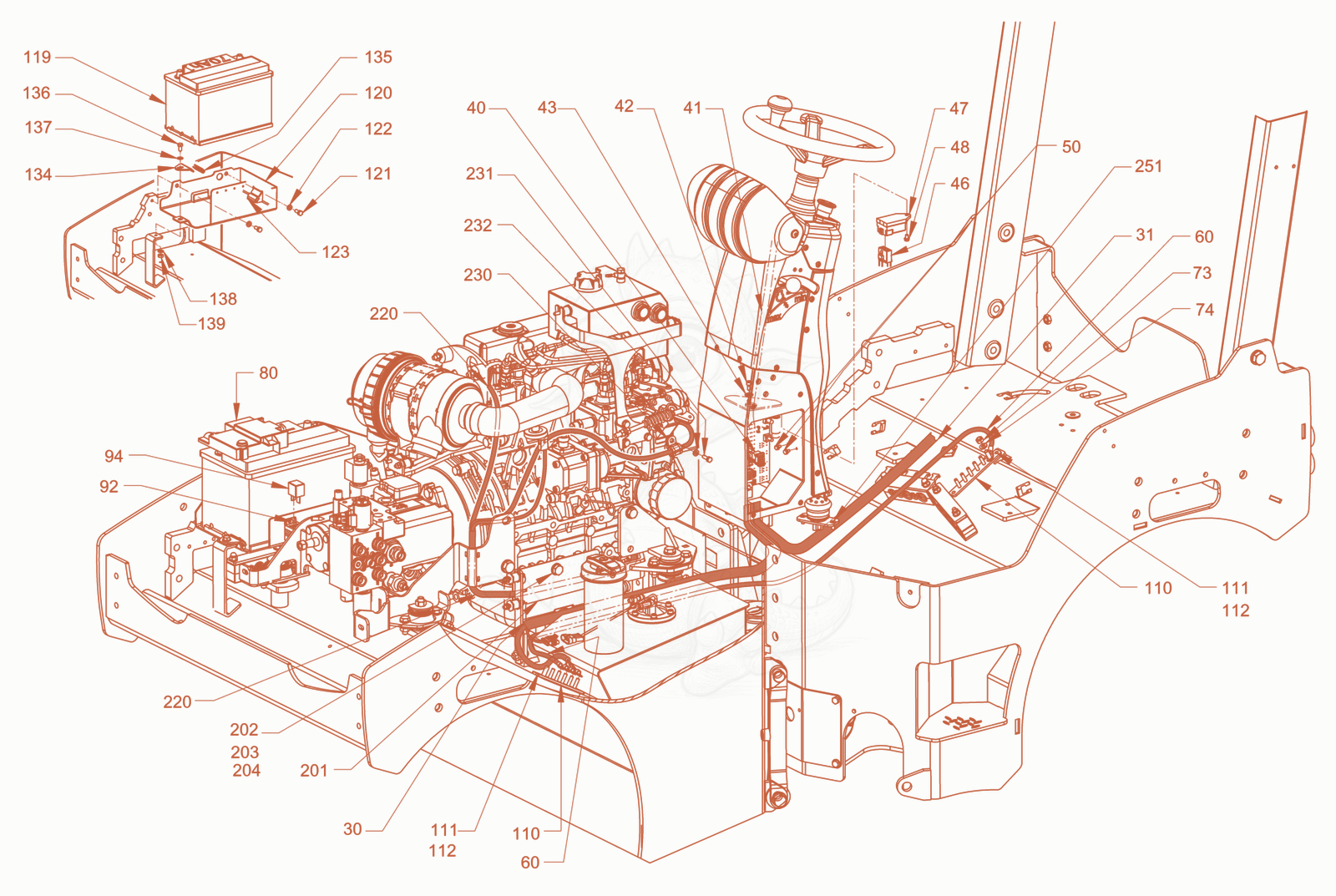 Exploded parts diagram of the electrical system of a Wacker Neuson RD28-120CCN, with numbered balloons