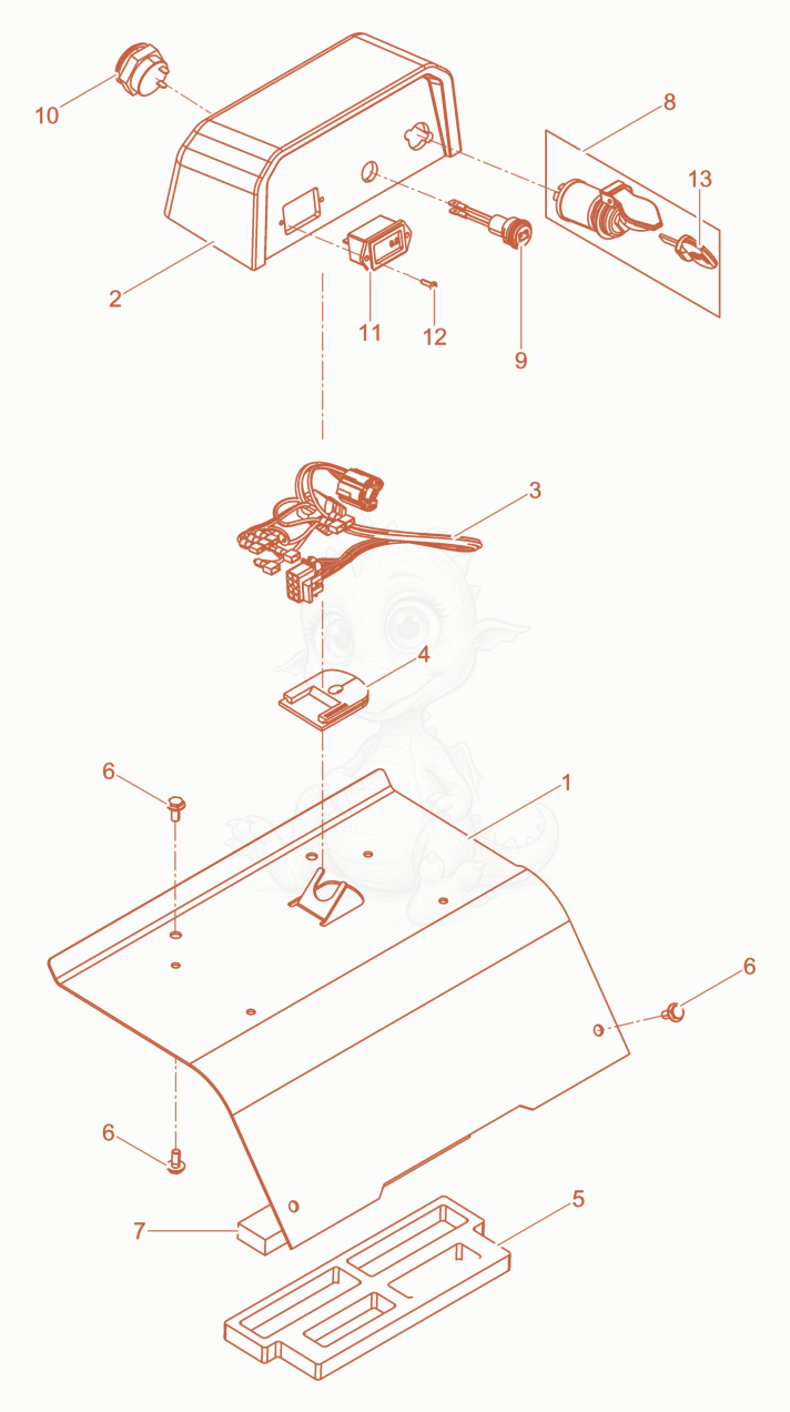 Exploded parts diagram of the Battery cover cpl. of a Wacker Neuson DPU6555HEHAP, with numbered balloons