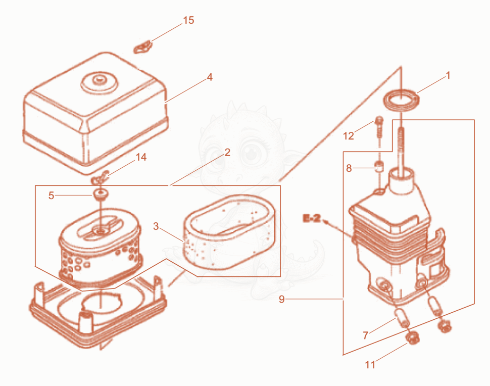 Exploded parts diagram of the Air Cleaner of a Wacker Neuson BRS90, with numbered balloons