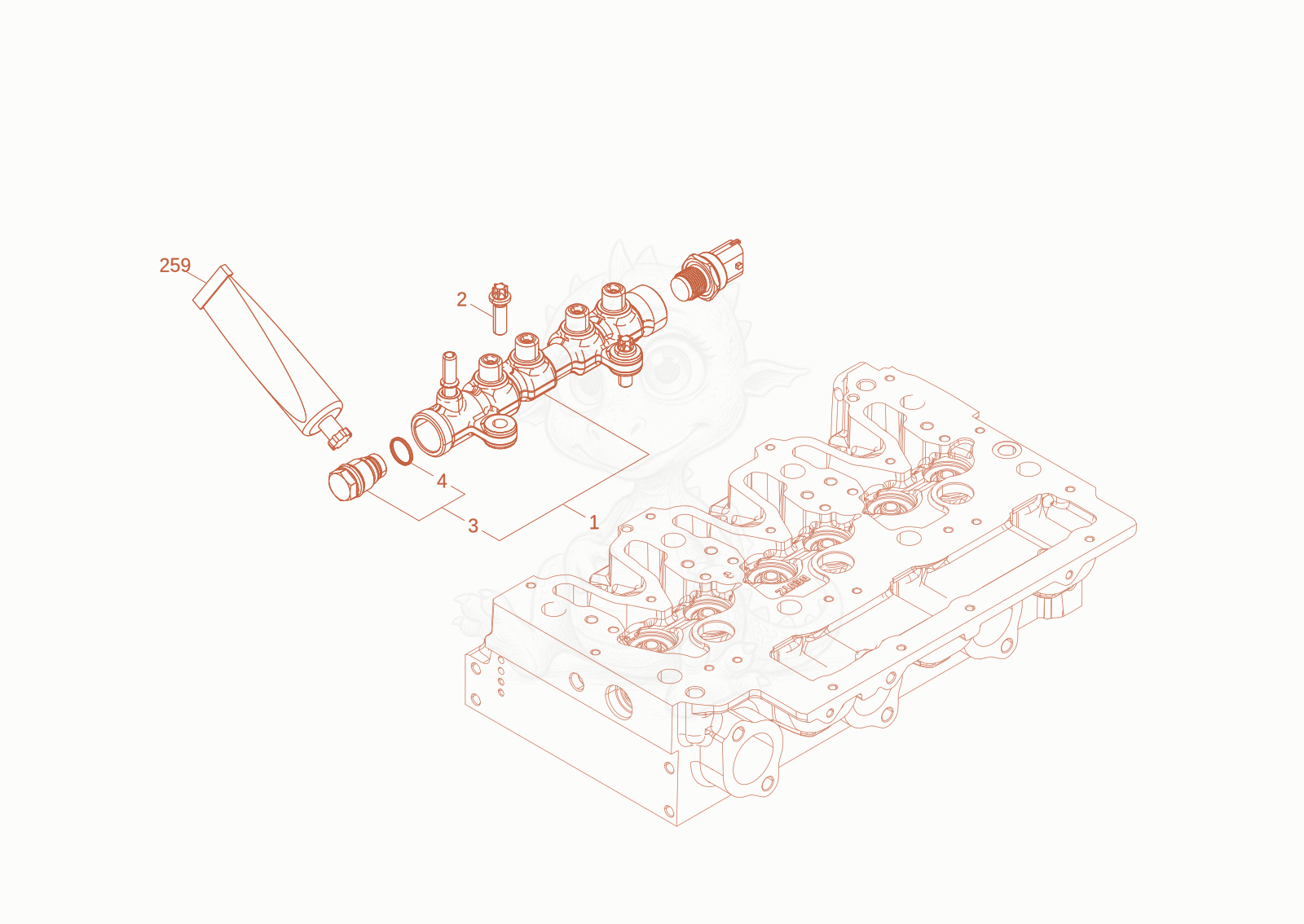 Exploded parts diagram of the INJECTION LINE of a Wacker Neuson DW60-3, with numbered balloons