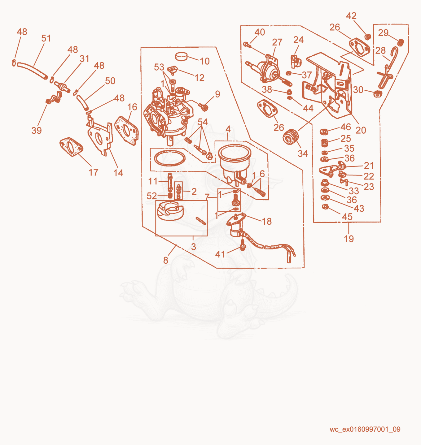 Exploded parts diagram of the Carburetor of a Wacker Neuson GP6600A, with numbered balloons