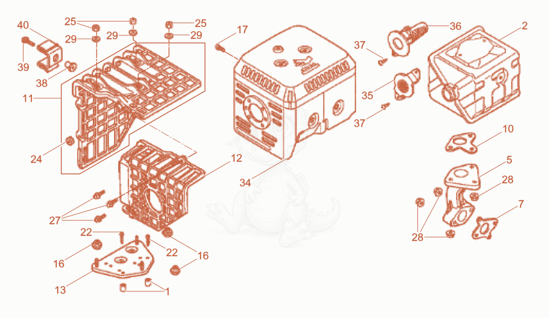 Exploded parts diagram of the Muffler of a Wacker Neuson RD7AFBHRC, with numbered balloons