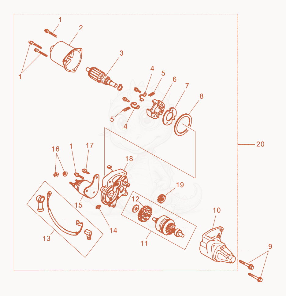 Exploded parts diagram of the Electric Starter of a Wacker Neuson GS5.6A, with numbered balloons