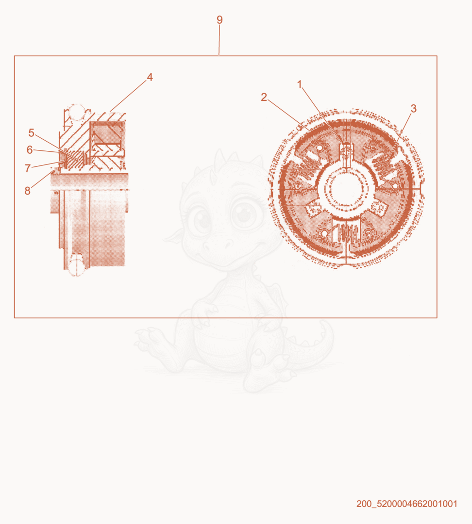 Exploded parts diagram of the Clutch cpl. of a Wacker Neuson HI750G, with numbered balloons