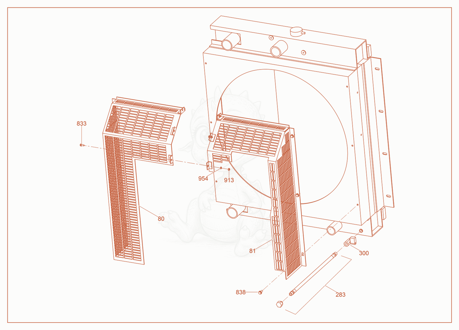 Exploded parts diagram of the Fan Guard of a Wacker Neuson G150, with numbered balloons